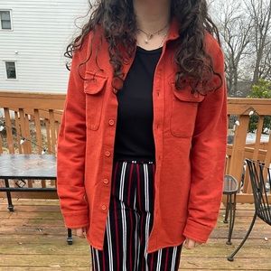 orange j crew workshirt